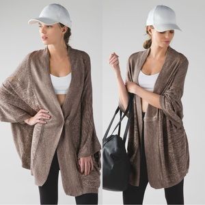 Lululemon Breeze Easy Wrap Heathered Cool Cocoa Cashew Cardigan Sweater Cashmere